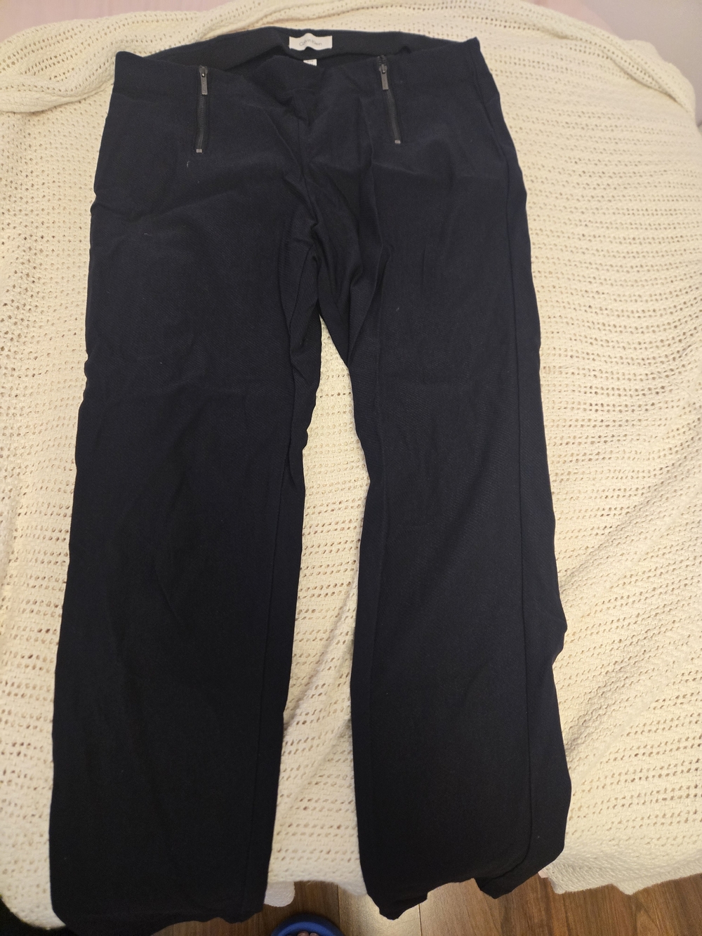 Calvin Klein Black Women's Stretchy Straight-Leg Navy Pants